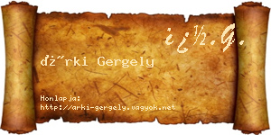 Árki Gergely névjegykártya
